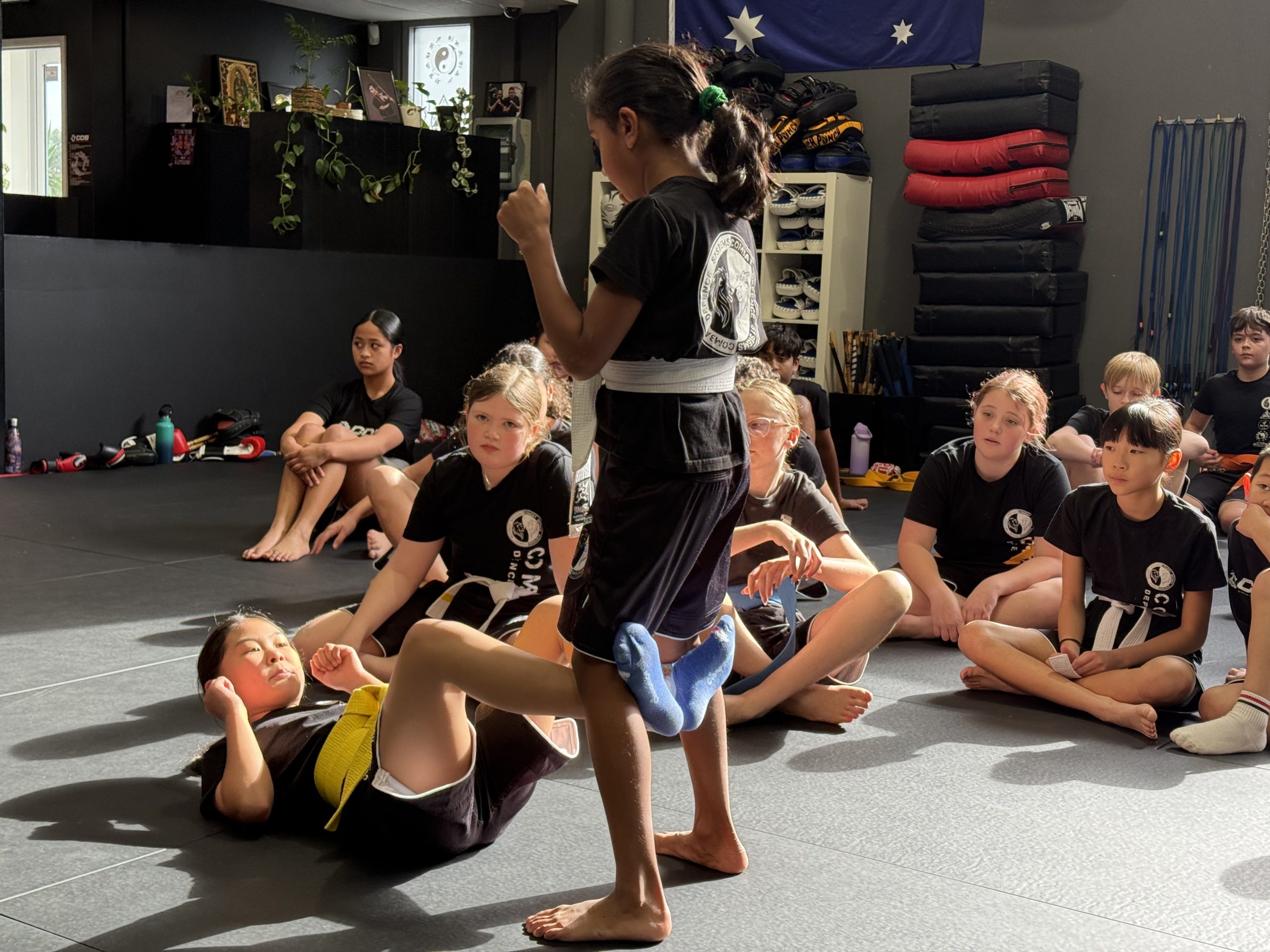 Children training in Muay Thai kickboxing
